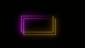Glowing neon yellow, pink color rectangle animation. Square rectangle picture frame with two tone neon color motion graphic on isolated black background. - Powered by Shutterstock - Get 15% off with code: PIKWIZARD15