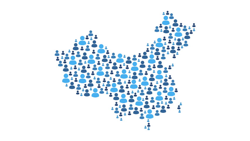 China map made of people symbol on white background