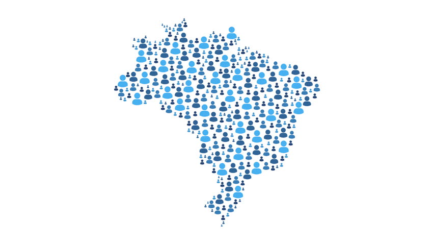 Brazil map made of people symbol on white background on white background