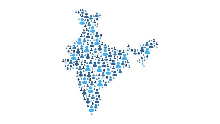 India map made of people symbol on white background