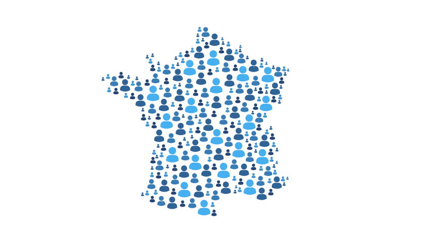 France map made of people symbol on white background