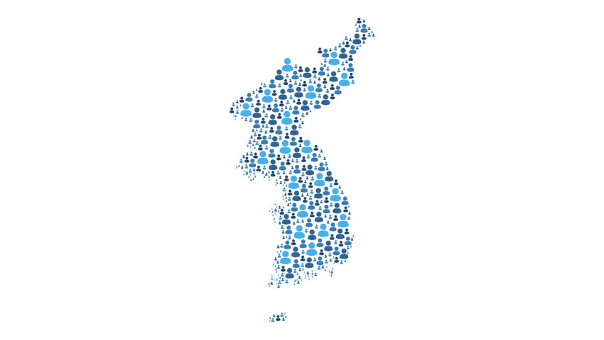 South Korea and North Korea map made of people symbol on white background