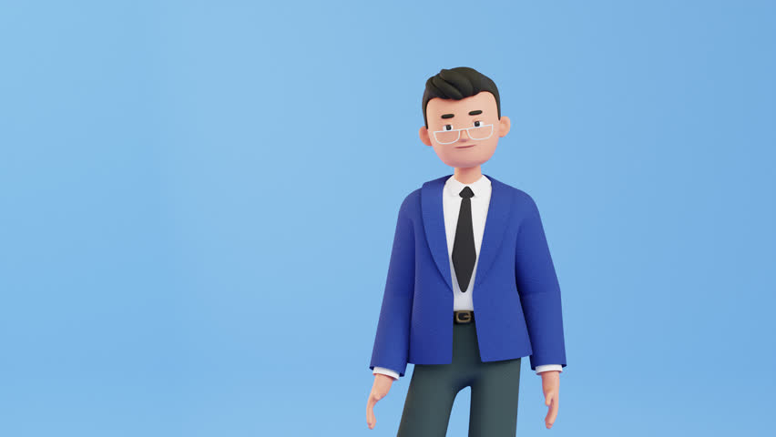 Yes or No dilemma, Male Character 3d animation. Choice hesitation, doubt, Business decision. Confused, puzzled, doubtful man. Deciding, choosing an option. Positive or negative answer