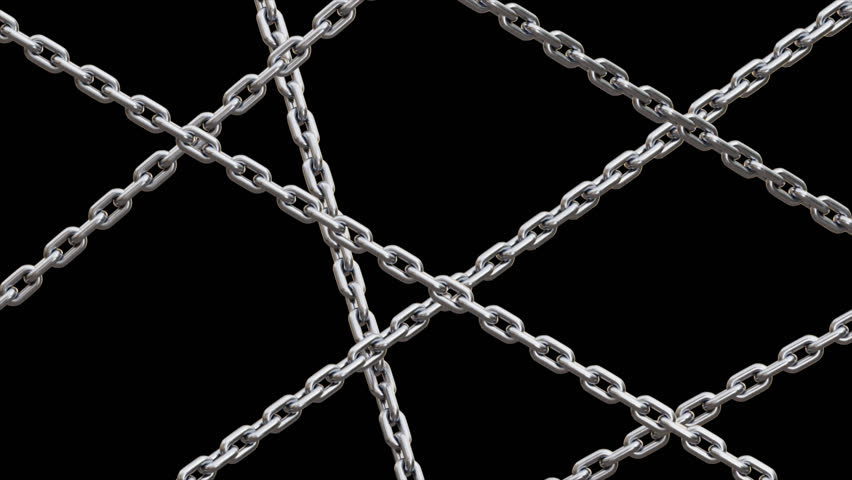 Chain animation in 4k of a metal chain on a alpha mask background. Perfect for motion graphics projects, industrial presentations, or video intros.