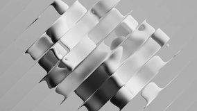 looped 3d animation. Abstract monochrome background. Silver foil stripes with ripple effect. Fluted glass or metallic blinds - Powered by Shutterstock - Get 15% off with code: PIKWIZARD15