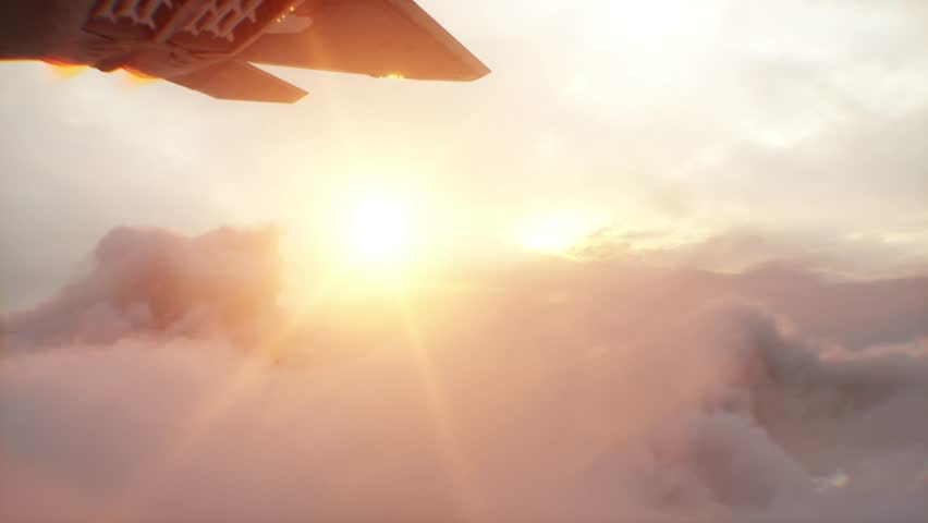 Military fighter jet flying over clouds. Air force.