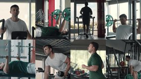 A fit individual performs various exercises in a modern gym environment, engaging in strength training and cardio workouts. The collection highlights a commitment to a healthy lifestyle. - Powered by Shutterstock - Get 15% off with code: PIKWIZARD15