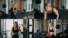 In a contemporary gym, a fit woman performs various weight training exercises. She focuses on her workout regimen, showcasing strength and dedication to maintaining a healthy lifestyle. - Powered by Shutterstock - Get 15% off with code: PIKWIZARD15