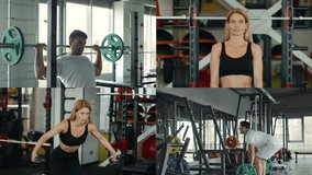 In a bustling fitness center, individuals of various backgrounds perform strength training exercises using barbells and weights. The atmosphere is energetic and focused on health. - Powered by Shutterstock - Get 15% off with code: PIKWIZARD15