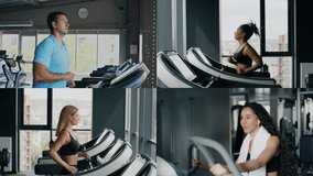In a contemporary fitness center, diverse individuals engage in aerobic training on treadmills. Each person focuses on their workout routine, embodying a fit and healthy lifestyle. - Powered by Shutterstock - Get 15% off with code: PIKWIZARD15