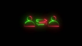 Glowing neon people distance icon. Flat style houses symbols for apps and websites.People and distance arrow graphic animation. - Powered by Shutterstock - Get 15% off with code: PIKWIZARD15