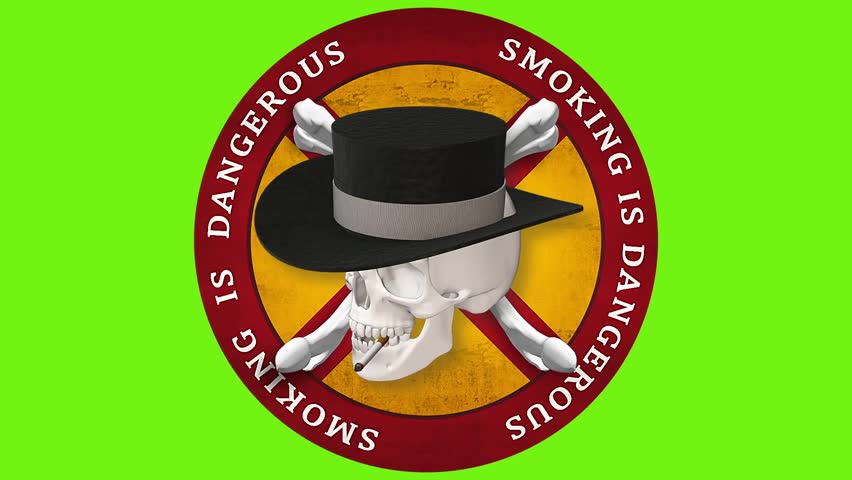 Smoking Skull Danger Warning Circular Graphic