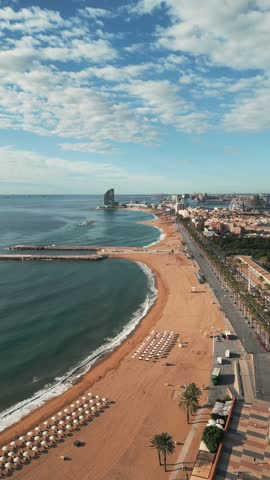 Barceloneta Beach Barcelona Drone Sunrise