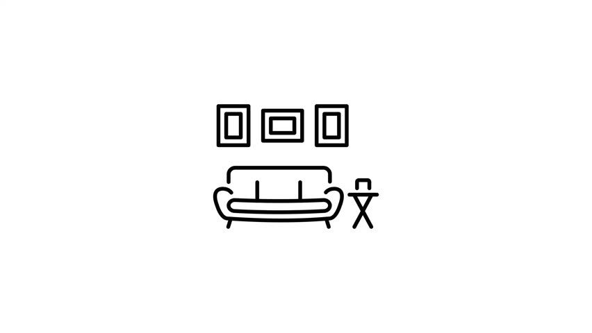 Living room animated icon in line style 