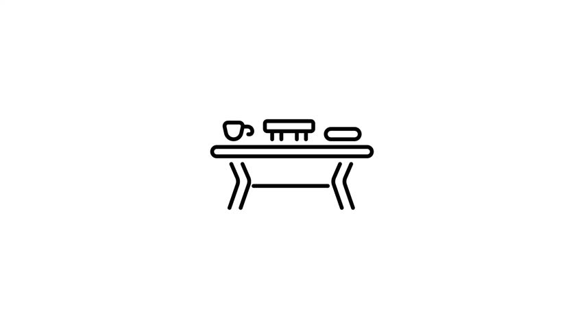 A linear animated icon of coffee table 