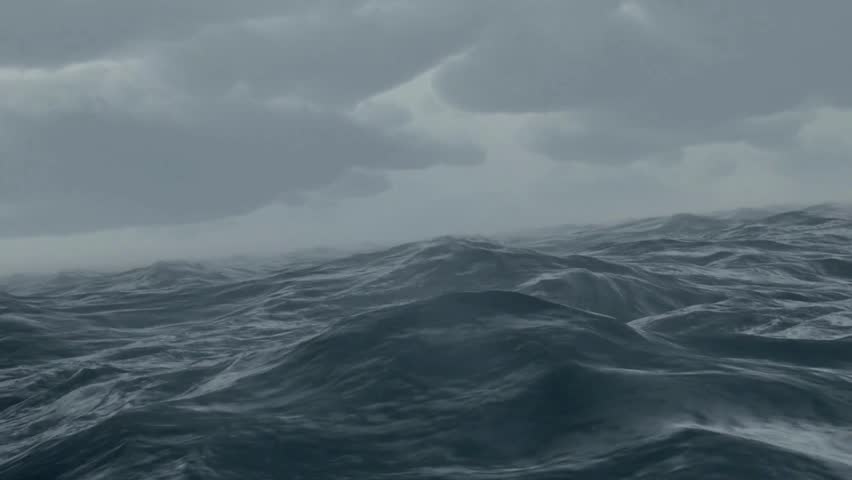 shot of Ocean Waves During Storm. Horrible strong stormy waves  in open water of Pacific Ocean . Bad windy dangerous weather with grey clouds. Extreme conditions for swimming. Powerful nature concept, - Powered by Shutterstock - Get 15% off with code: PIKWIZARD15