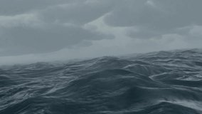 shot of Ocean Waves During Storm. Horrible strong stormy waves  in open water of Pacific Ocean . Bad windy dangerous weather with grey clouds. Extreme conditions for swimming. Powerful nature concept, - Powered by Shutterstock - Get 15% off with code: PIKWIZARD15