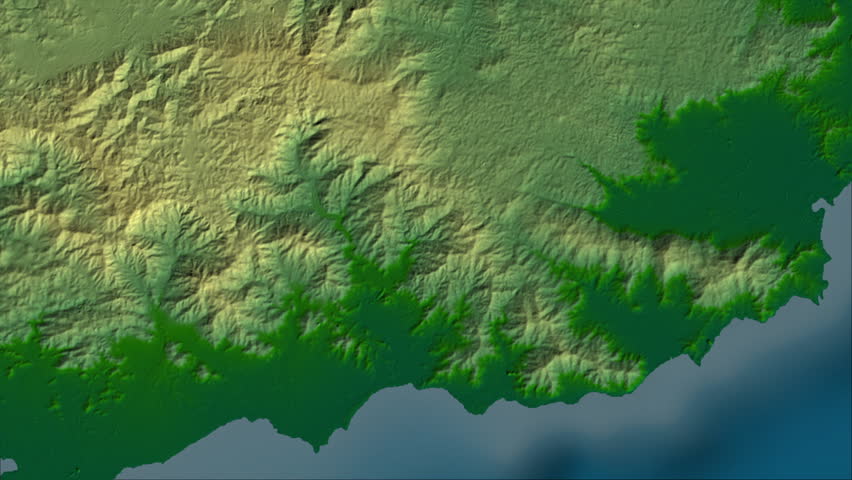 Patillas region, Puerto Rico, extruded. Physical map