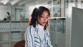 Computer, contact us and headset with woman in call center for help or online assistance. Communication, conversation and customer support with employee in office for feedback as virtual assistant - Powered by Shutterstock - Get 15% off with code: PIKWIZARD15