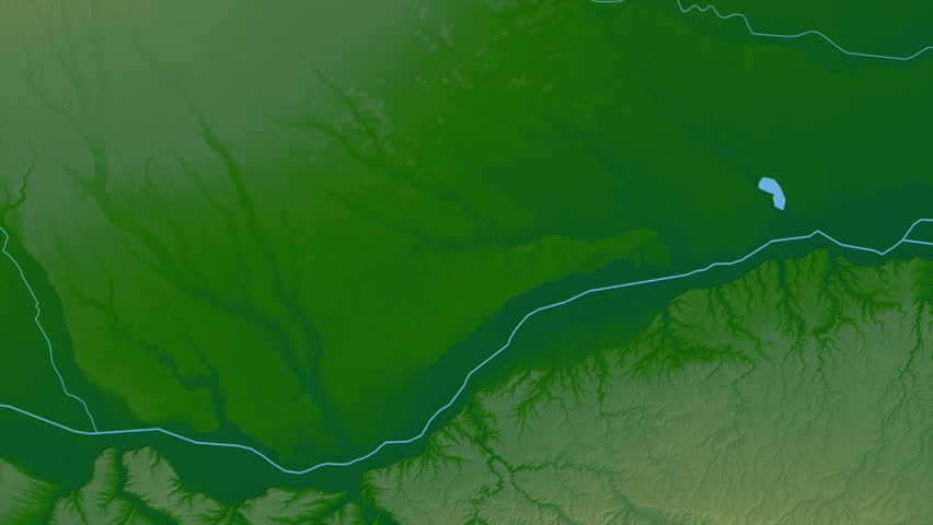 Giurgiu region, Romania, extruded. Physical map