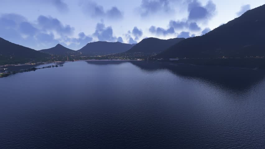 3D - Circular aerial drone view at sunset of Hout Bay in Cape Town. South Africa