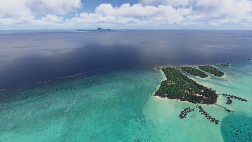 3D - Side aerial drone view of Le Taha