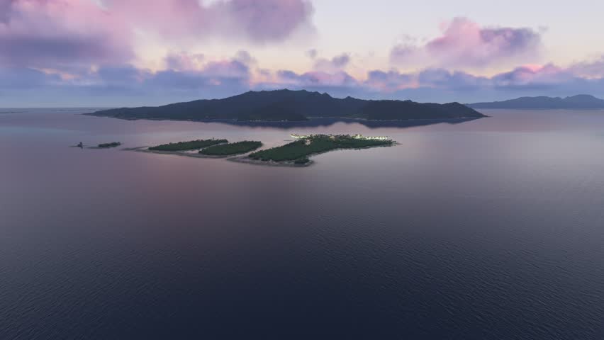 3D - Sunset aerial view of Le Taha