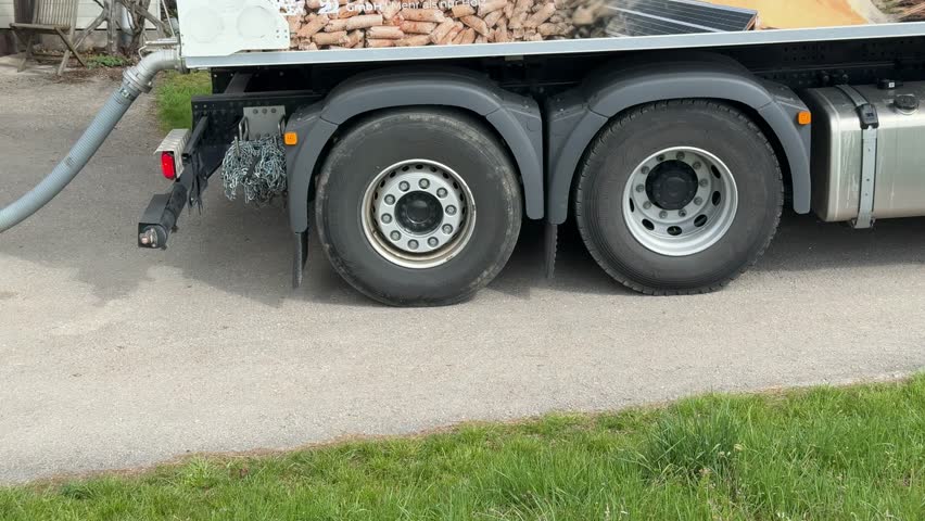 modern truck delivering wood pellets 