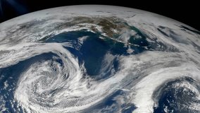  Aerial view of Hurricane Moving over Earth. Cyclone Satellite View From Outer space, tracking Freddy, longest-lived tropical cyclone on record. Elements of this image furnished by NASA. strong cyclon - Powered by Shutterstock - Get 15% off with code: PIKWIZARD15