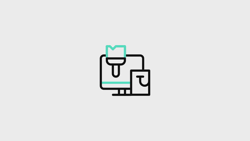 Paint Roller Line Animated Icon. This video features a captivating animation of an icon designed to enhance your projects.