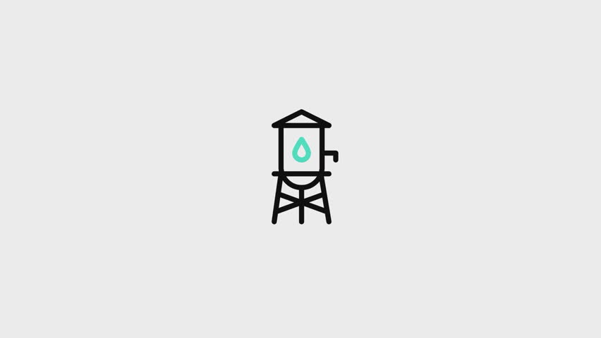Water Tower Animated Icon. This video features a captivating animation of an icon designed to enhance your projects.