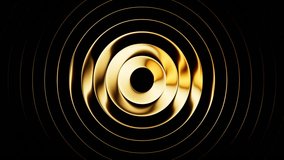 Looping 3D animation. Abstract minimalist aesthetic background. Fluted glass texture. Gradient in shades of gold reflects and slides inside black round discs - Powered by Shutterstock - Get 15% off with code: PIKWIZARD15