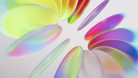 Looping 3D animation. An abstract unfocused background with a holographic effect. Round, flat glass lenses refract light in all the colors of the spectrum. Ambient multicolored aesthetic design - Powered by Shutterstock - Get 15% off with code: PIKWIZARD15