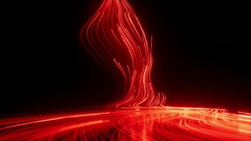 Cycled 3D animation. Abstract futuristic background. Ascending stream of curved lines, glowing in the dark with red neon light, moving from side to side and disappear, leaving visible trails - Powered by Shutterstock - Get 15% off with code: PIKWIZARD15