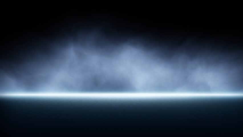 A dark empty asphalt road space with neon light and smoke seamless looping animation. Copy space, an empty dark scene, background.