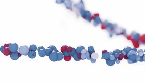 Minimal animation of rotating DNA strand built from red and blue floating particles on white background representing molecular structure, genetics, biotechnology and digital scientific visualization - Powered by Shutterstock - Get 15% off with code: PIKWIZARD15