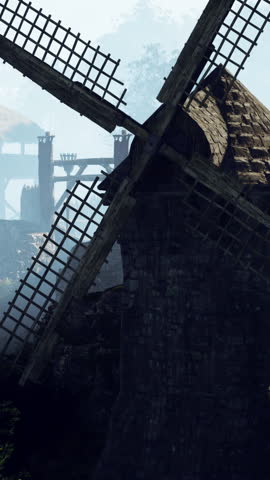 Landscape view on the old windmill