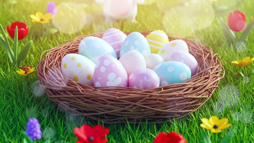 eggs motif with nests for Easter background