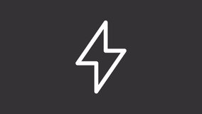 Energy ui icon white line animation. Blinking, scaling. Electricity, technology. Industrial, production. Power sign animated user interface element on dark background. Transparent HD video - Powered by Shutterstock - Get 15% off with code: PIKWIZARD15