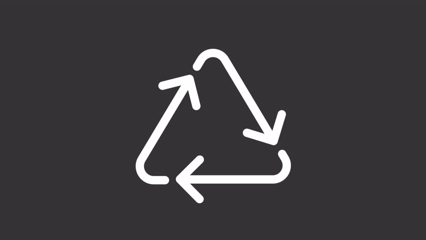 Recycling ui icon white line animation. Moving arrows, switching. Waste management. Internet, ecology. Reprocessing animated user interface element on dark background. Transparent HD video