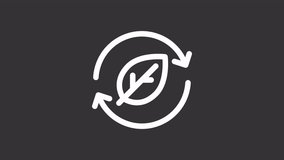 Eco recycling ui icon white line animation. Moving circle arrows, spinning. Nature, reprocessing. Shaking leaf animated user interface element on dark background. Transparent HD video - Powered by Shutterstock - Get 15% off with code: PIKWIZARD15