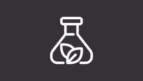 Nature research ui icon white line animation. Shaking glass beaker, leafs. Eco friendly chemicals. Laboratory tube animated user interface element on dark background. Transparent HD video - Powered by Shutterstock - Get 15% off with code: PIKWIZARD15