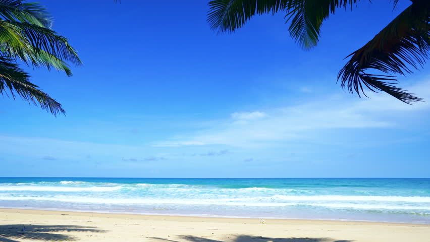 Summer sea in sunny day beautiful Tropical seashore scenic off phuket beach phuket thailand with wave crashing on sandy shore Amazing travel and tour background Copy space