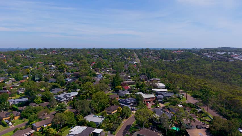 Drone aerial footage of residential area in Northern Beaches in Sydney, New South Wales, Australia