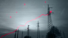 Rising graph of electricity prices over power electrical lines. Energy market inflation and crisis - Powered by Shutterstock - Get 15% off with code: PIKWIZARD15