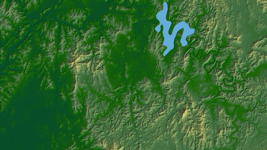 Daejeon region, South Korea, extruded. Physical map