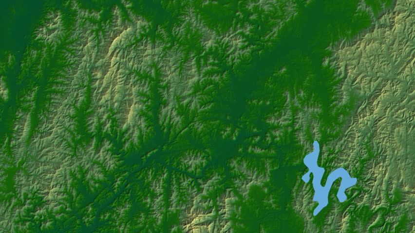 Sejong region, South Korea, extruded. Physical map