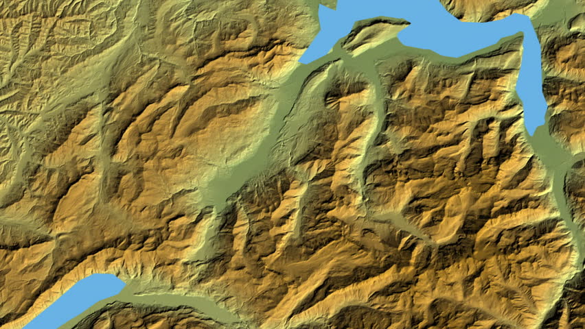 Obwalden region, Switzerland, extruded. Physical map