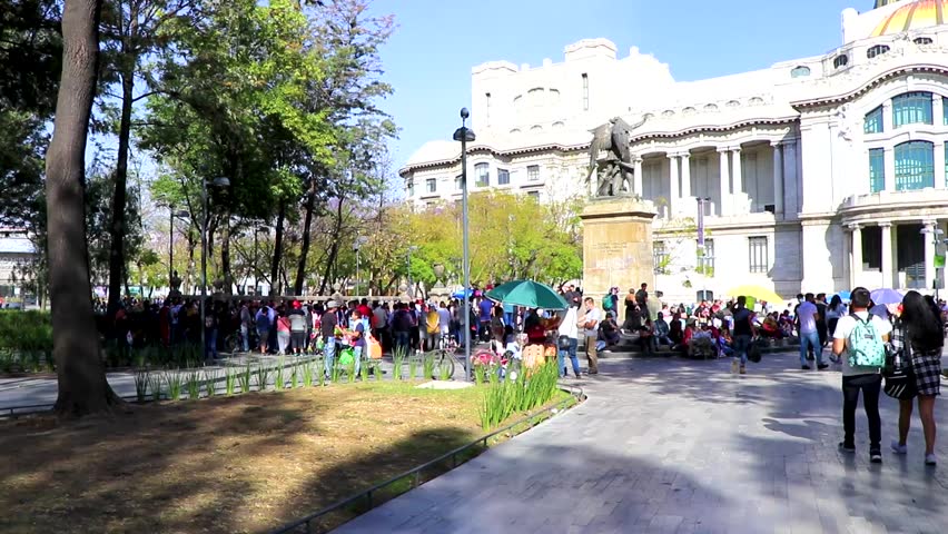 Mexico City in Mexico 14. February 2021 Many people event at the palace of fine arts an architectural masterpiece in the Historic center of Mexico City in Mexico.