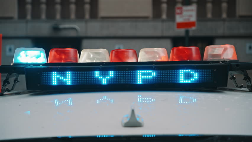Close-up of NYPD police lights in New York